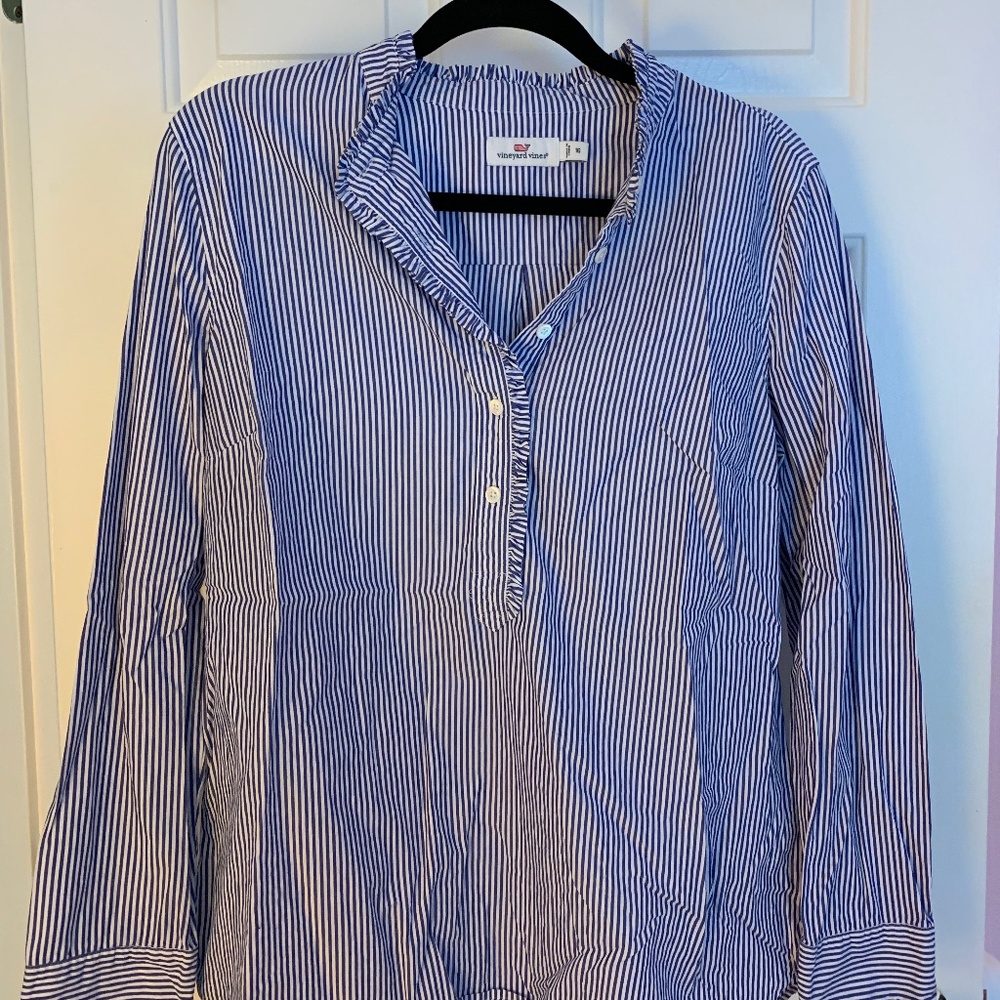 Vineyard Vines Ruffled Striped Popover